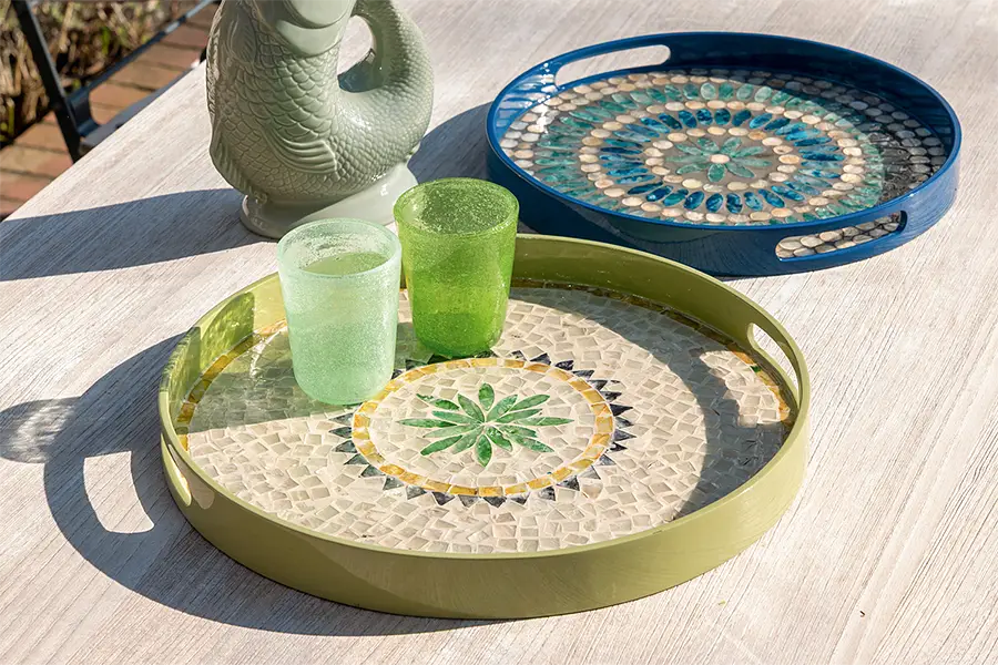 Groes Tablett Capiz Mosaik Groes Tablett Capiz Mosaik